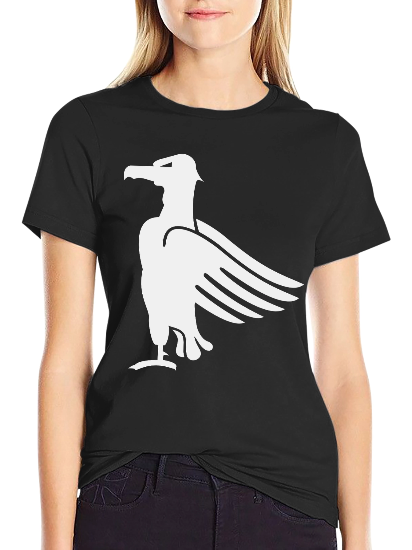 Black T-Shirt with White Eagle Graphic