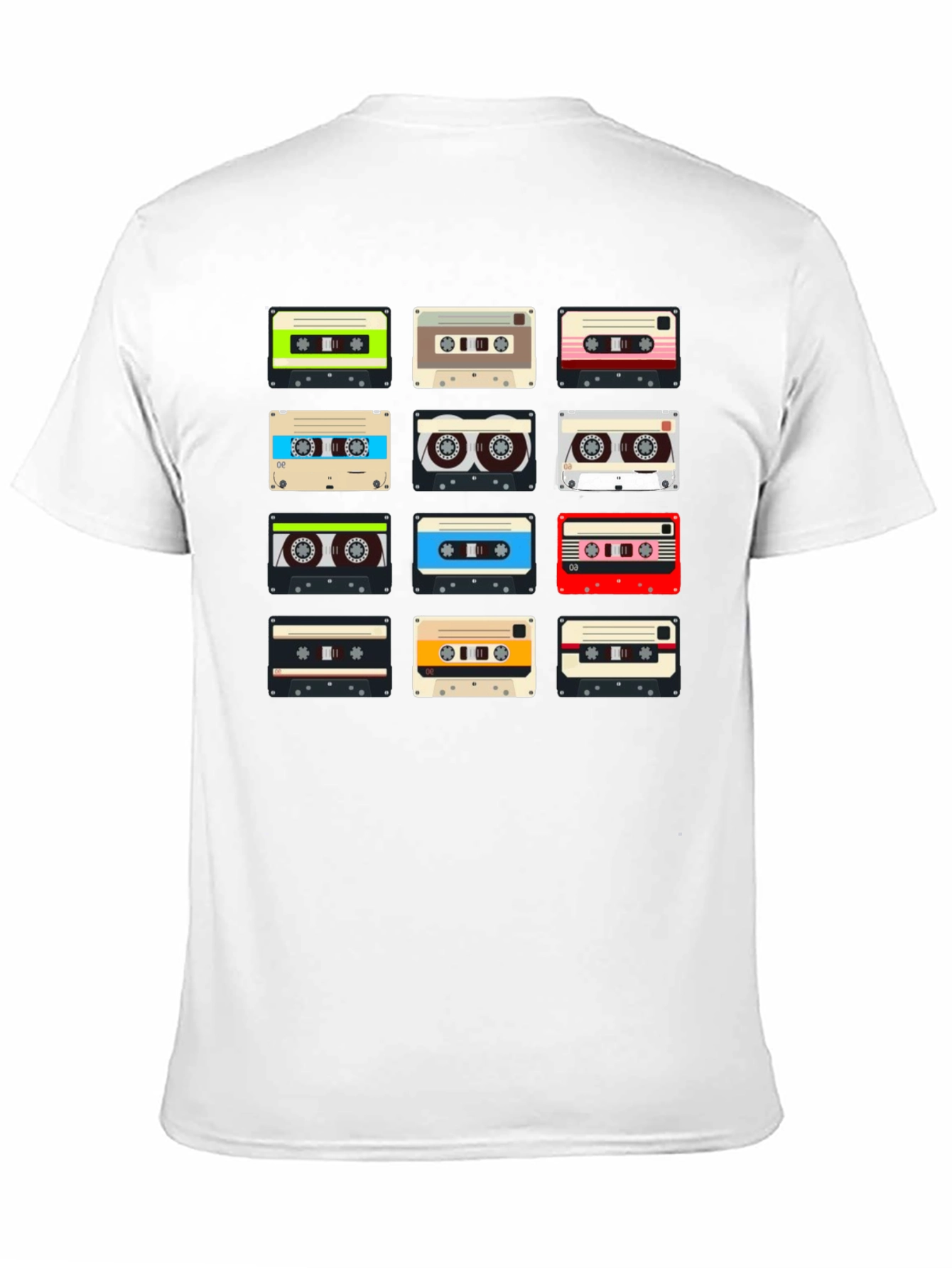 Retro Cassette Tape Pattern T-Shirt