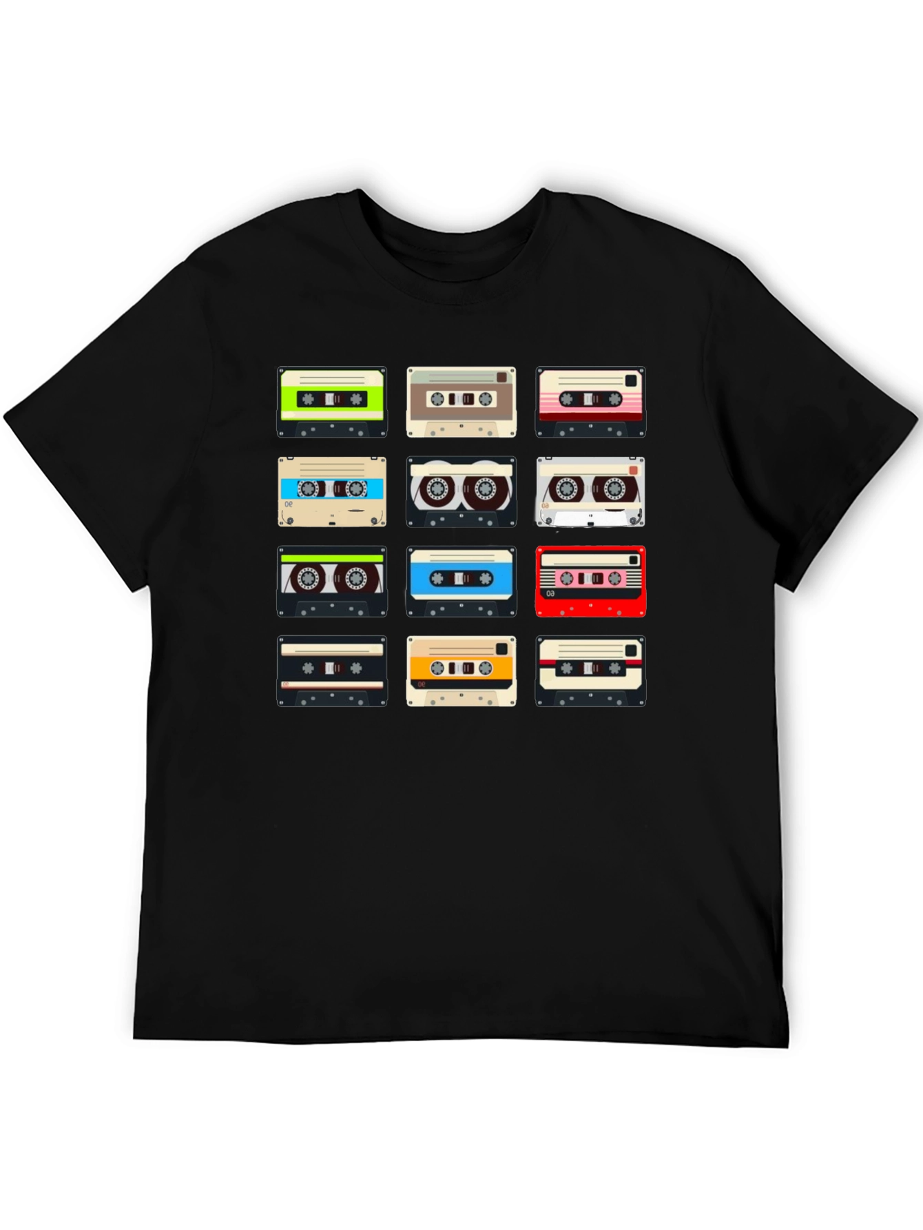 Retro Cassette Tape Pattern T-Shirt