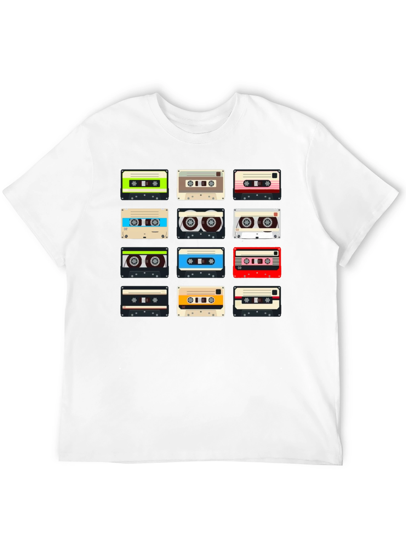 Retro Cassette Tape Pattern T-Shirt