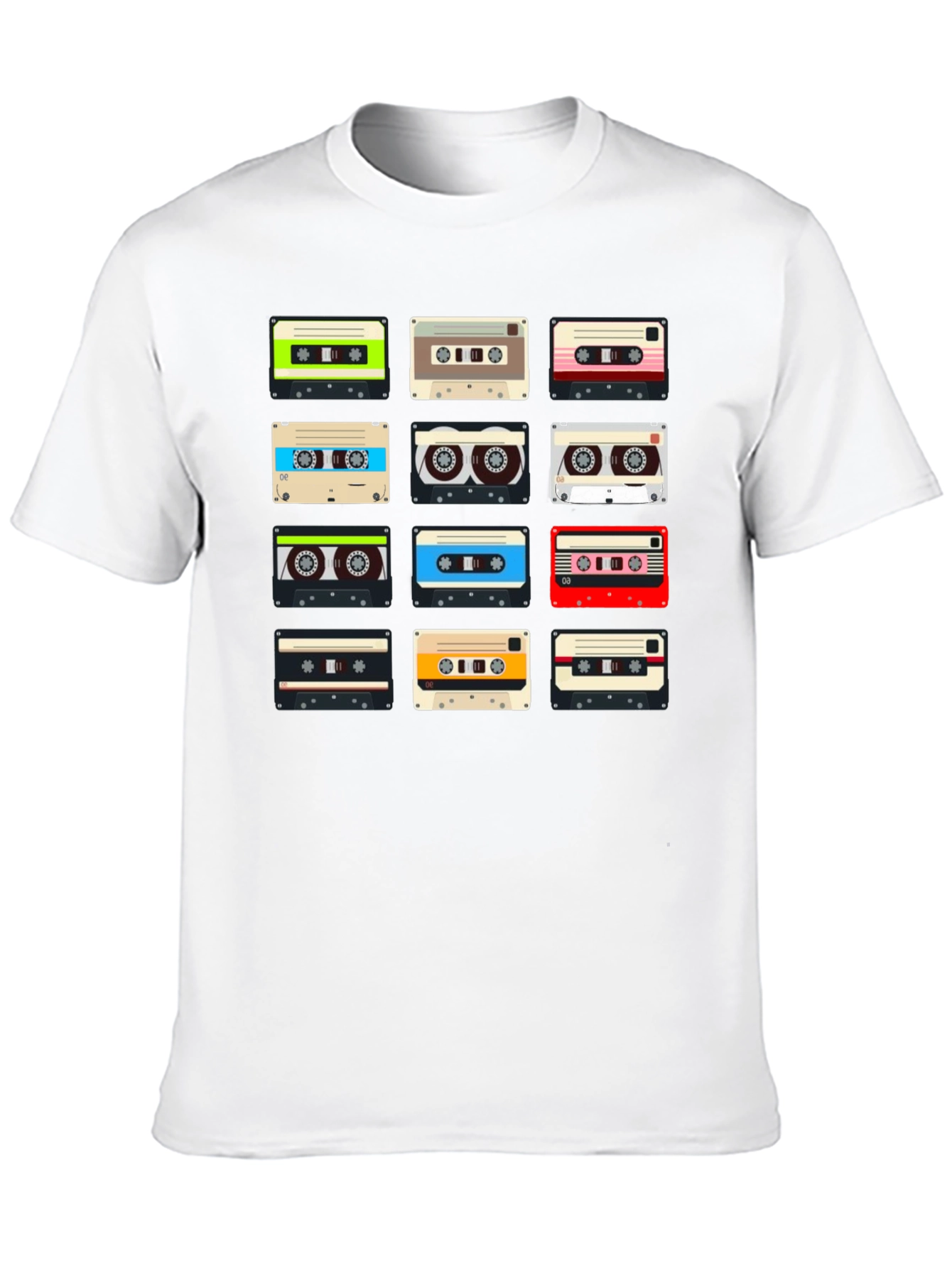 Retro Cassette Tape Pattern T-Shirt