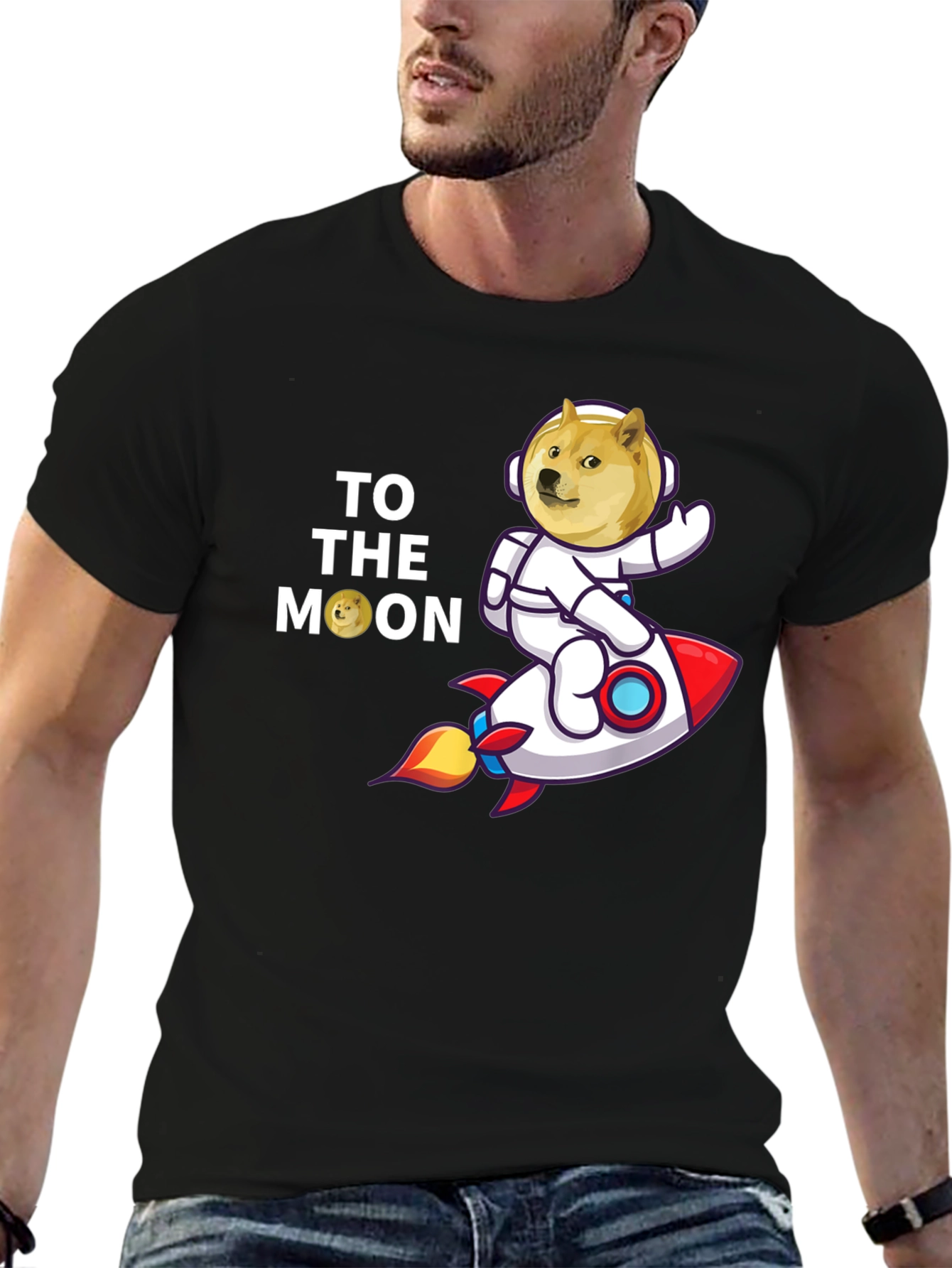 Doge to the Moon Black T-Shirt