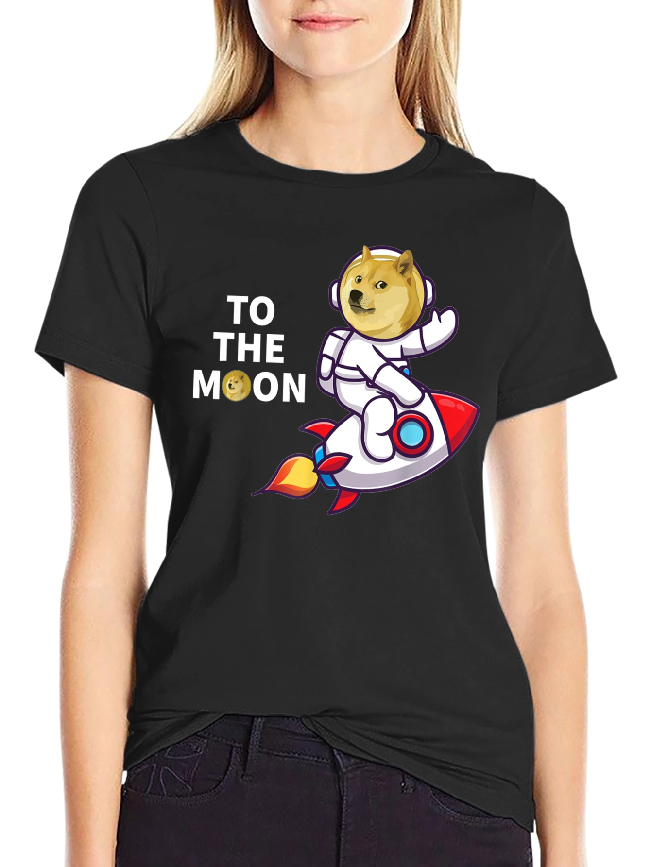 Doge to the Moon Black T-Shirt