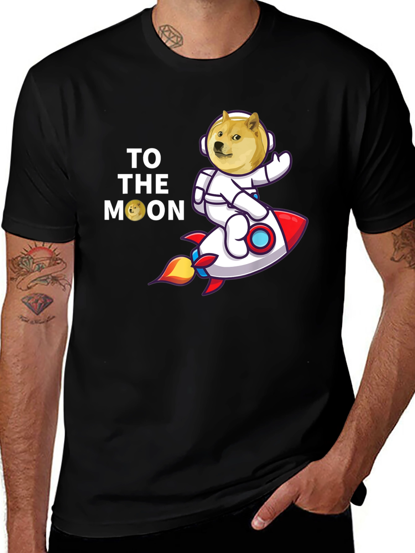 Doge to the Moon Black T-Shirt