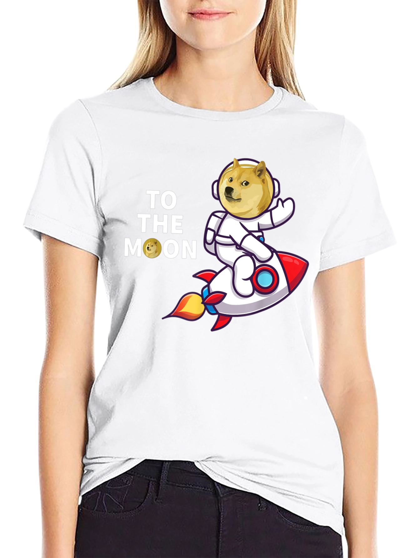 Doge to the Moon Black T-Shirt