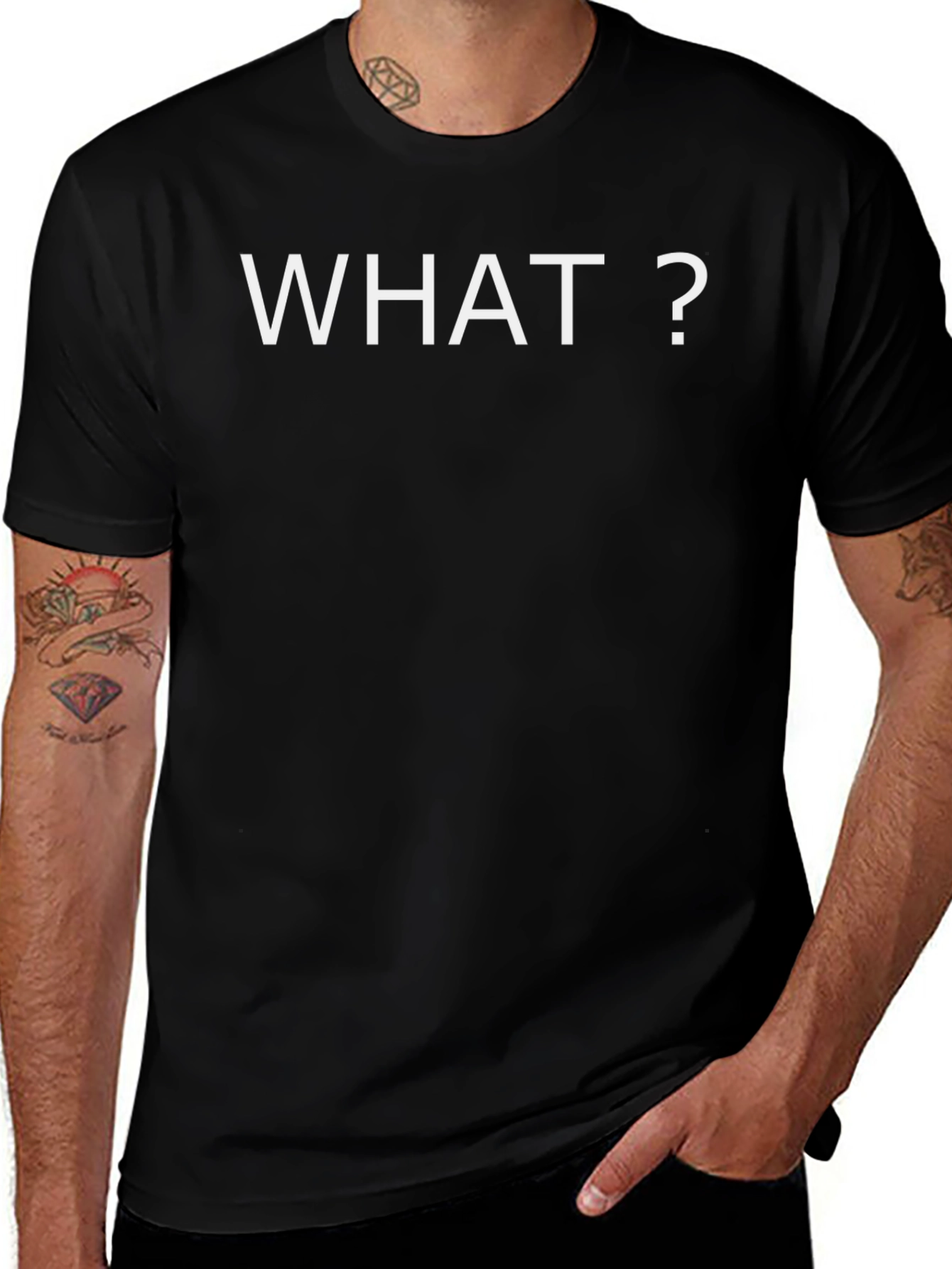 What? Statement Black T-Shirt - Casual & Comfy