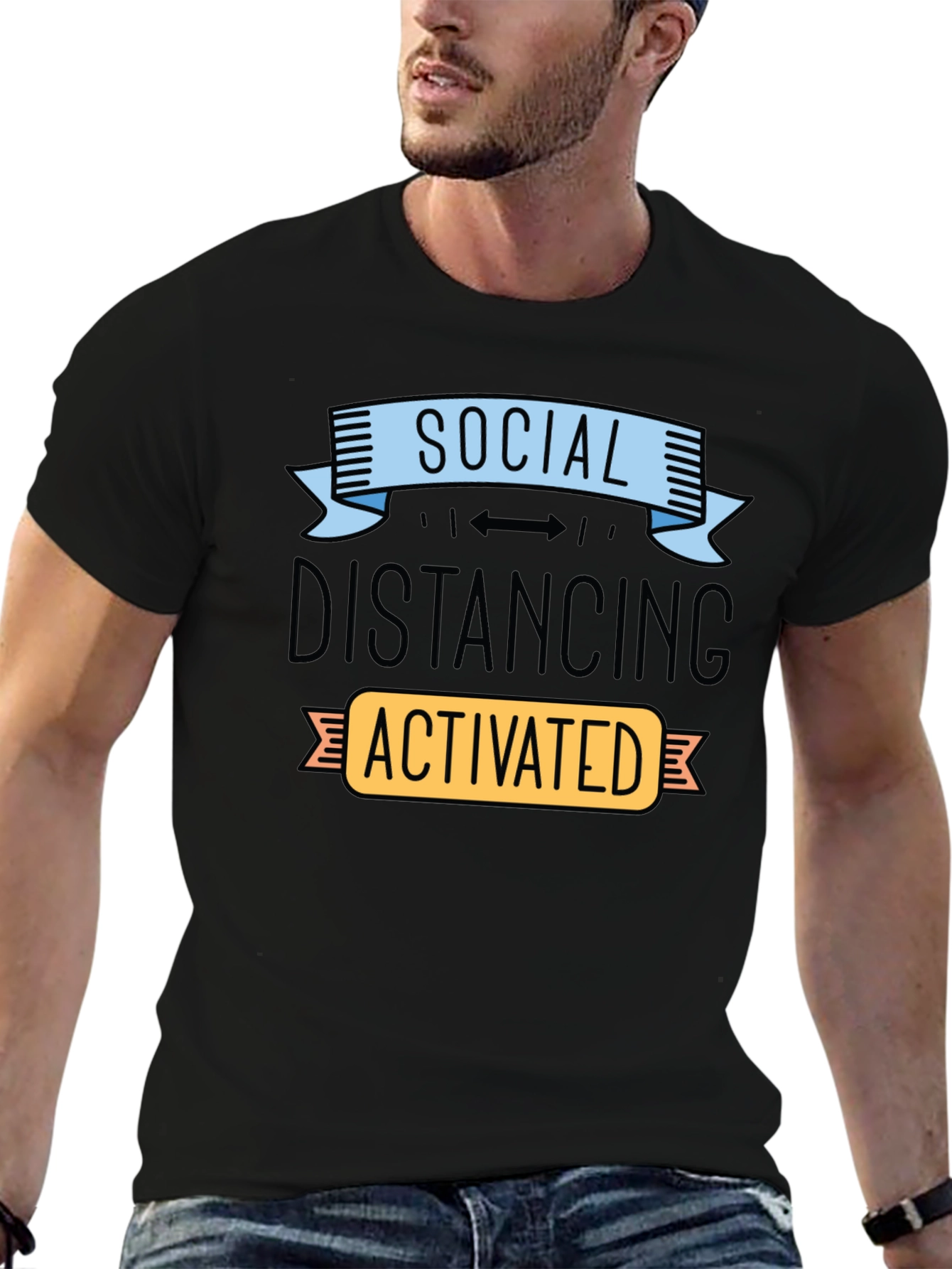 Social Distancing Activated T-Shirt Funny Novelty Tee
