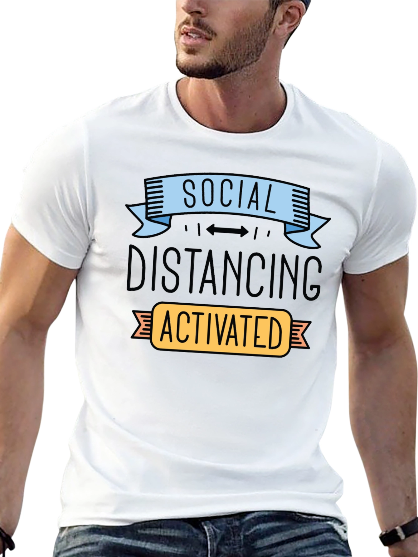 Social Distancing Activated T-Shirt Funny Novelty Tee