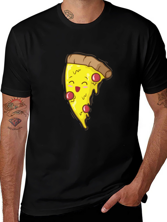 Pizza Slice Graphic T-Shirt - Black Cotton Tee