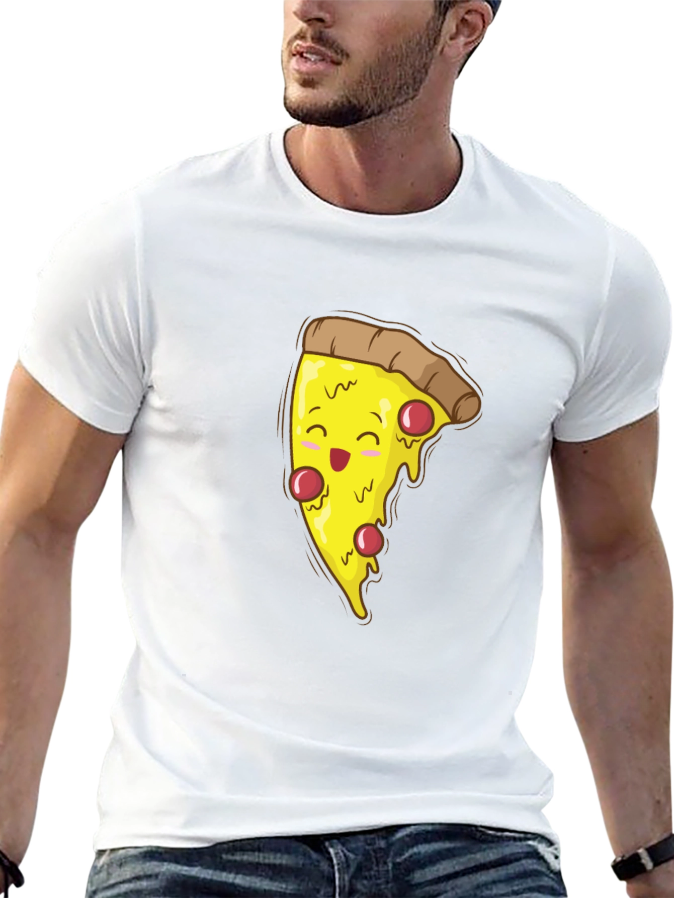 Pizza Slice Graphic T-Shirt - Black Cotton Tee