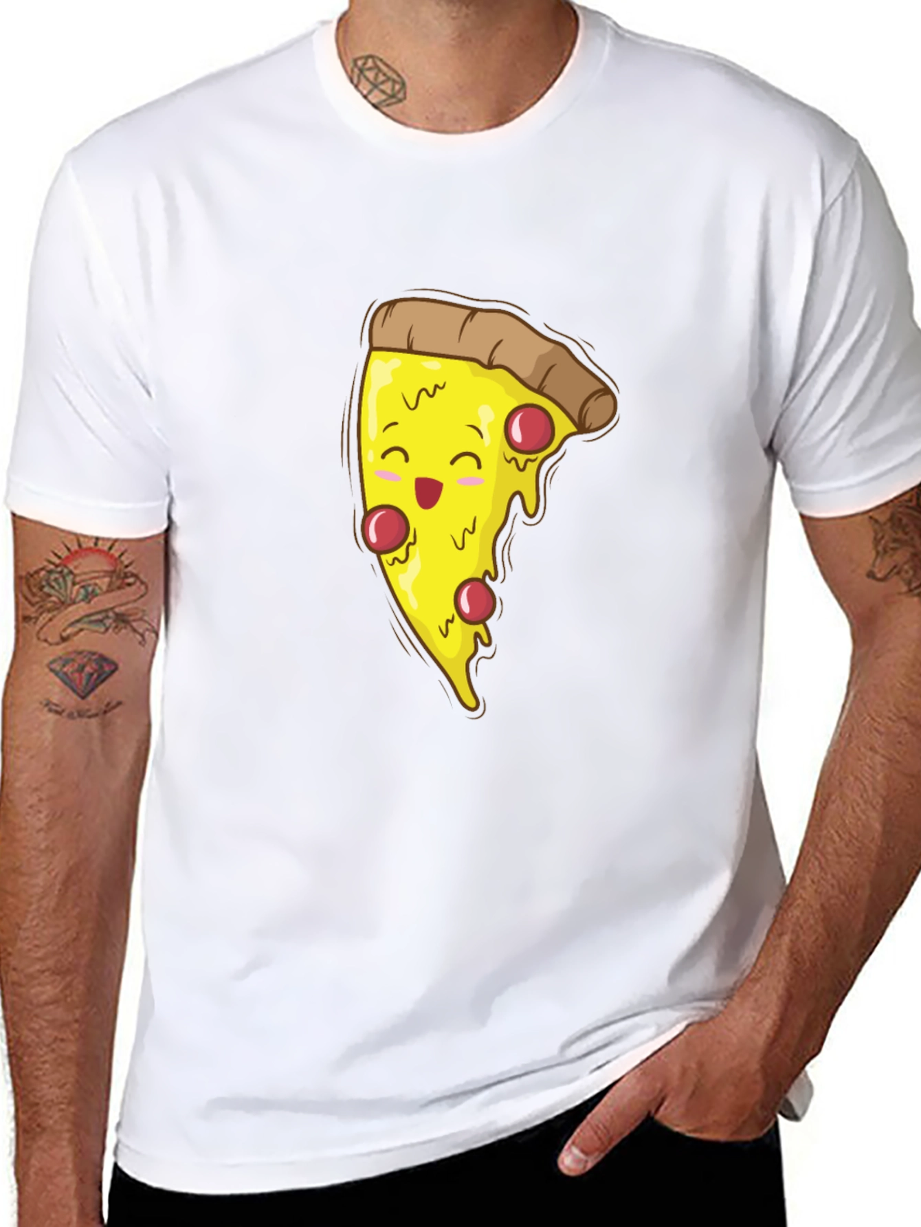 Pizza Slice Graphic T-Shirt - Black Cotton Tee