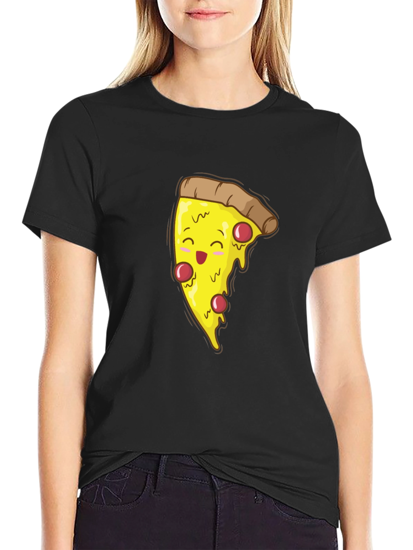 Pizza Slice Graphic T-Shirt - Black Cotton Tee