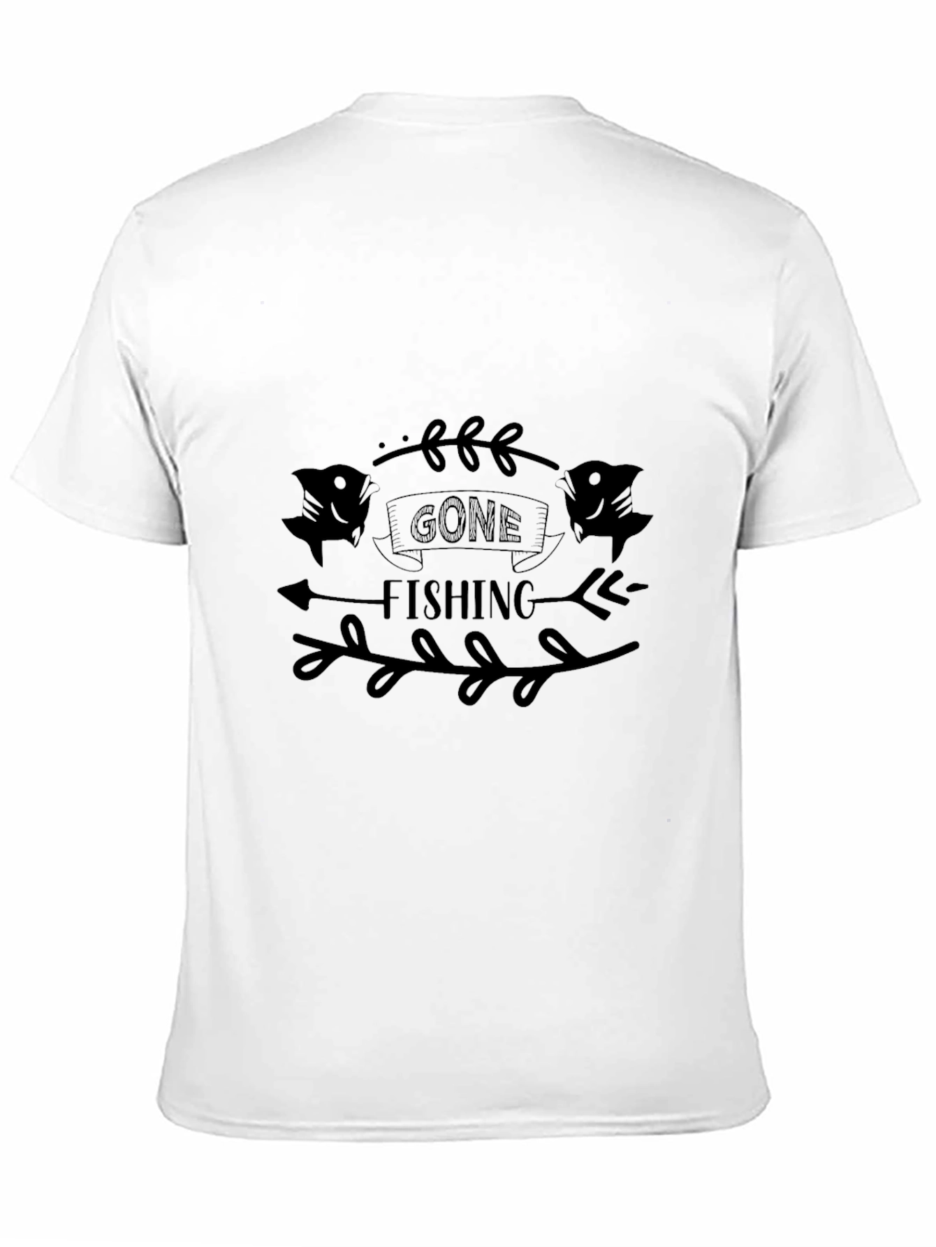 Gone Fishing Graphic Tee - Black Casual T-Shirt