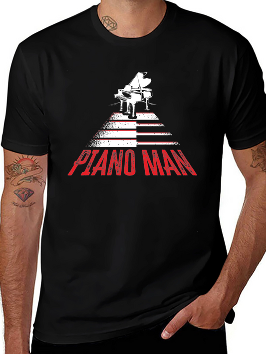Piano Man Graphic Tee - Music Lover Shirt
