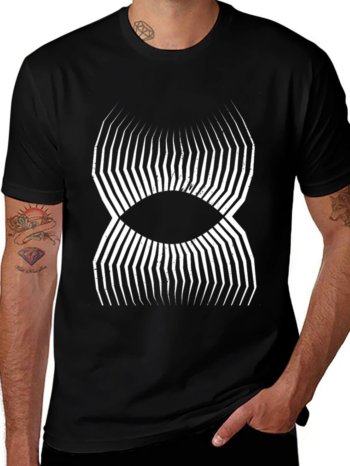 Geometric Eye Graphic Black T-Shirt
