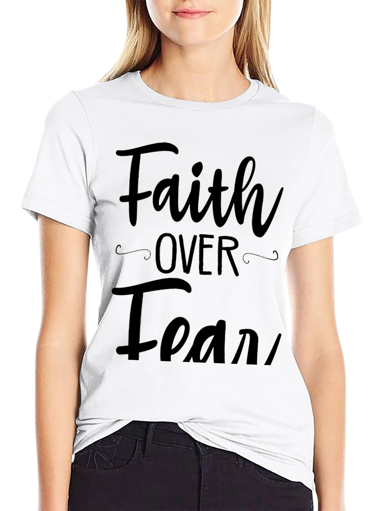 Faith Over Fear Graphic T-Shirt Mens Casual Top
