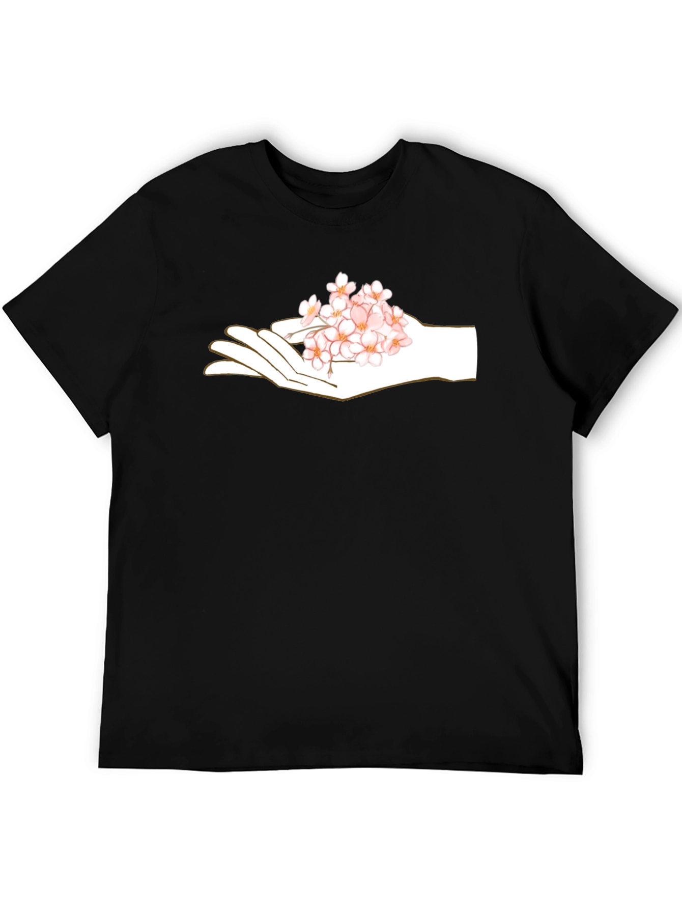 Floral Hand Graphic Black T-Shirt