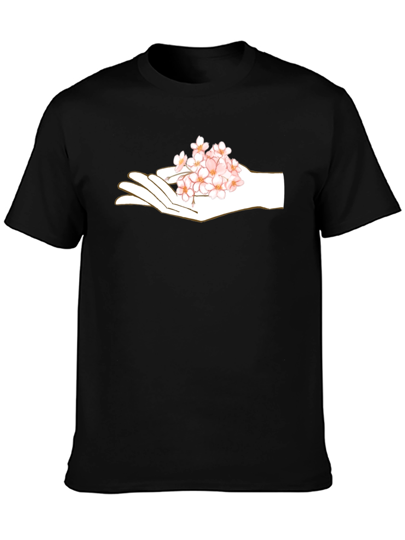 Floral Hand Graphic Black T-Shirt