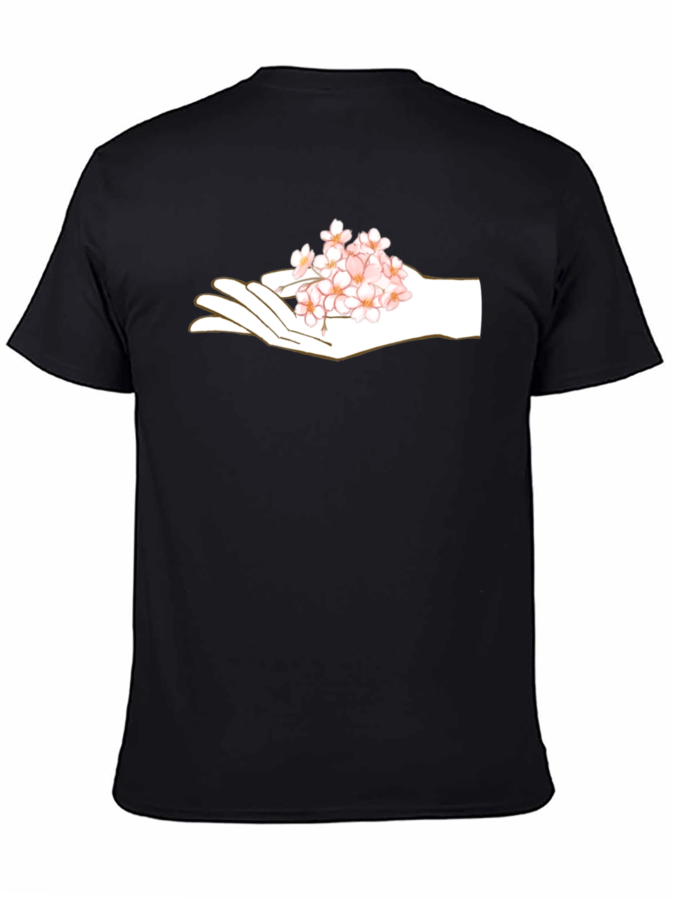 Floral Hand Graphic Black T-Shirt