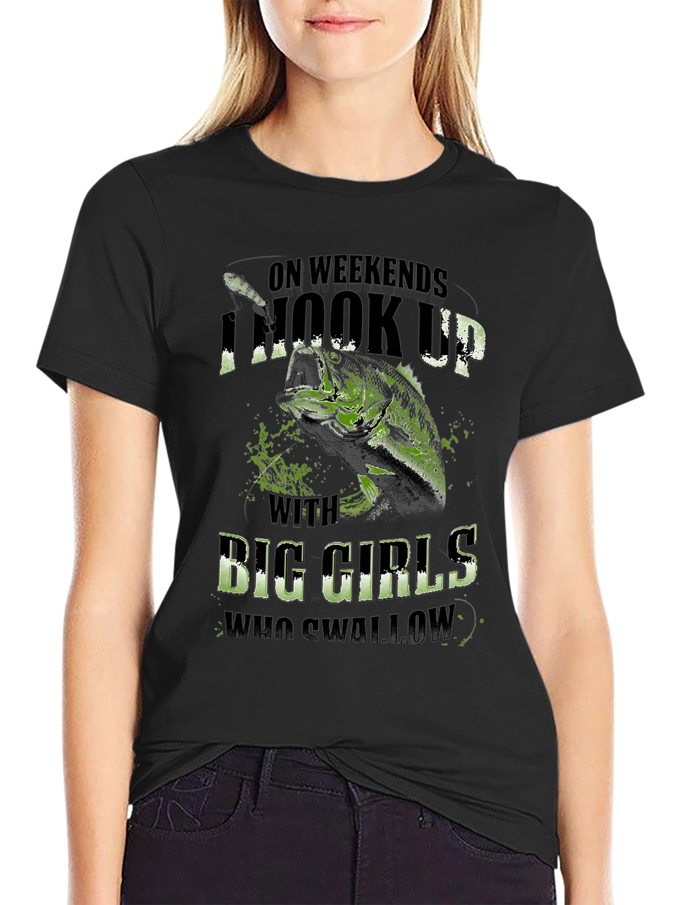 Hook Up Big Girls Fishing T-Shirt