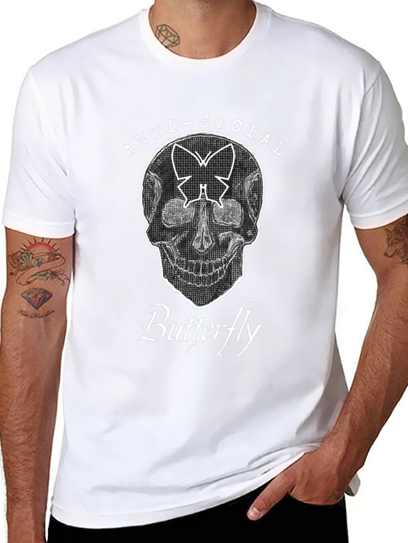 Anti-Social Butterfly Graphic T-Shirt