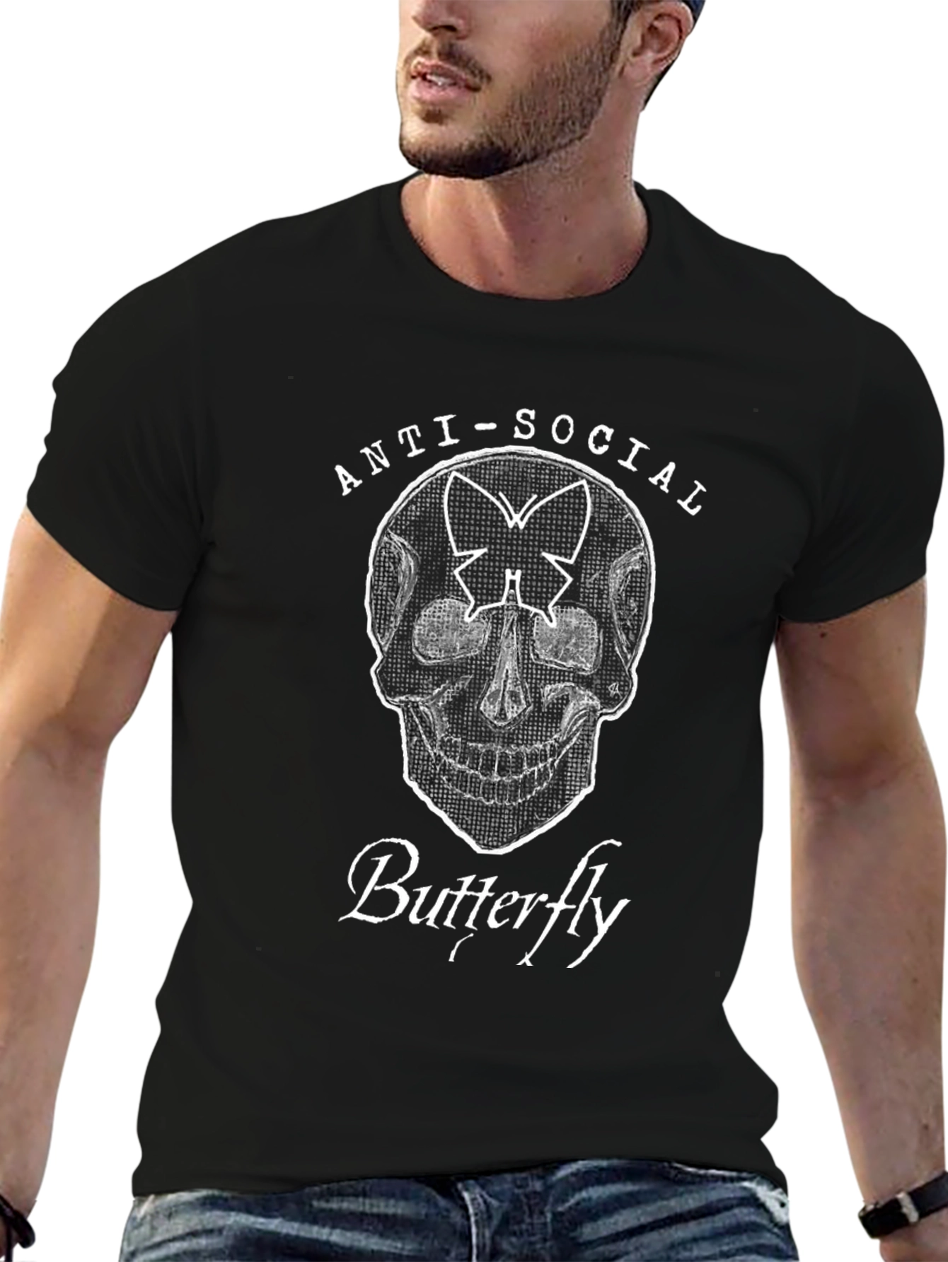 Anti-Social Butterfly Graphic T-Shirt