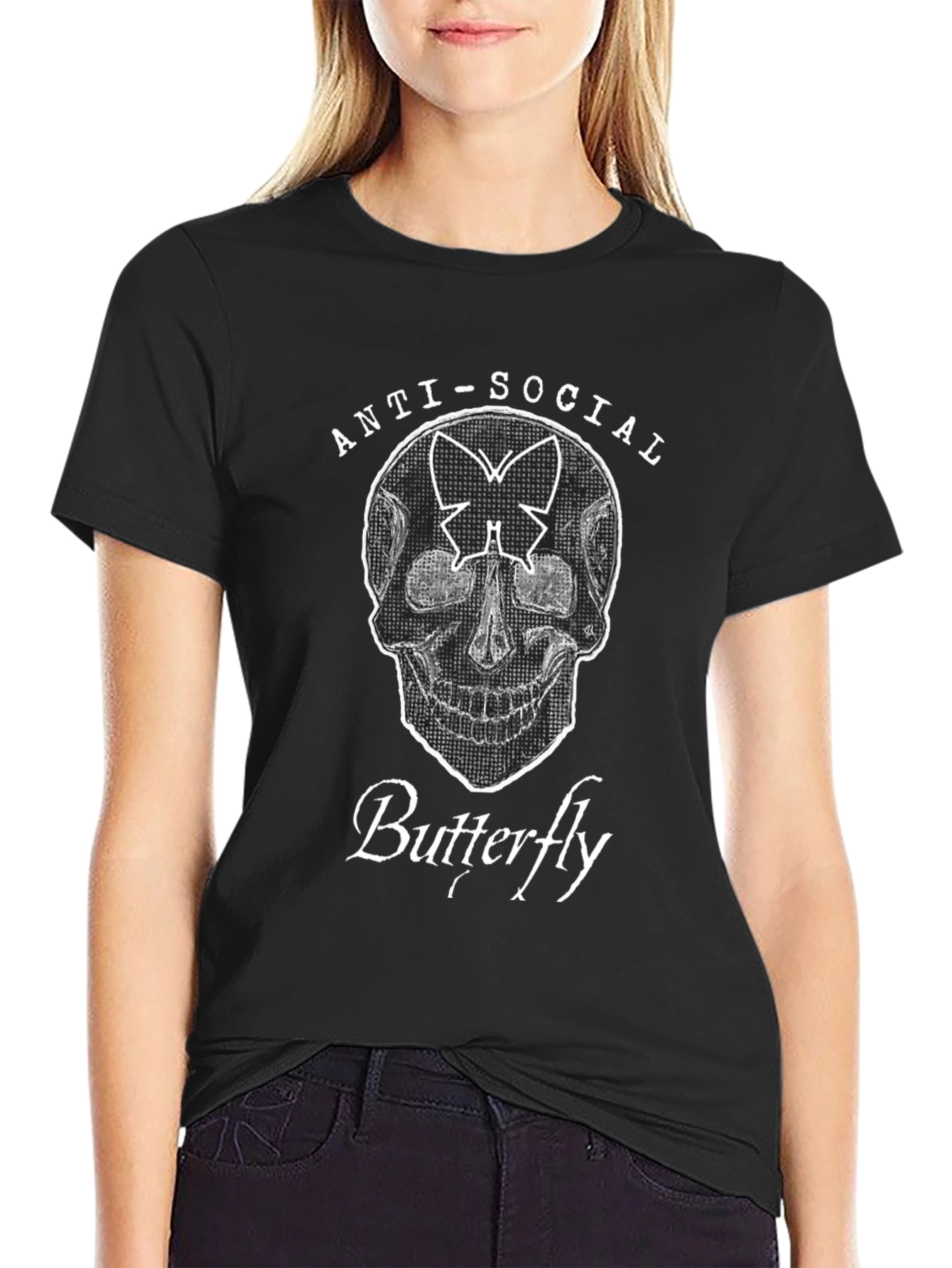 Anti-Social Butterfly Graphic T-Shirt