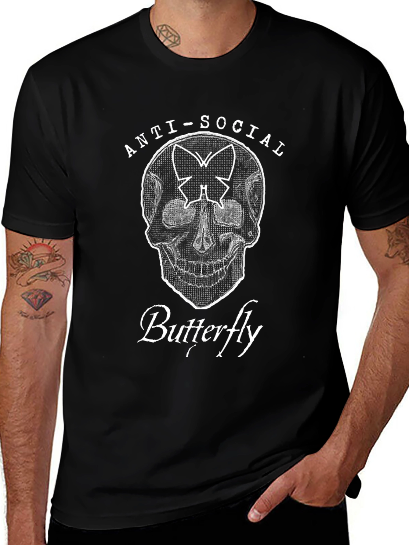 Anti-Social Butterfly Graphic T-Shirt