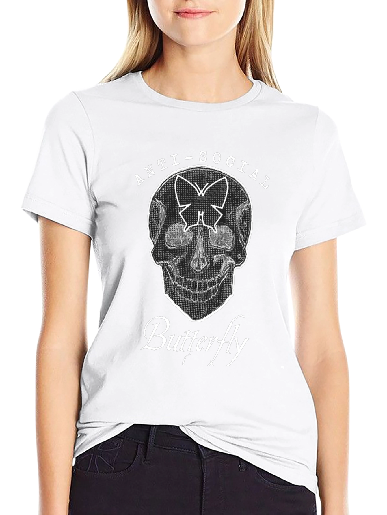 Anti-Social Butterfly Graphic T-Shirt