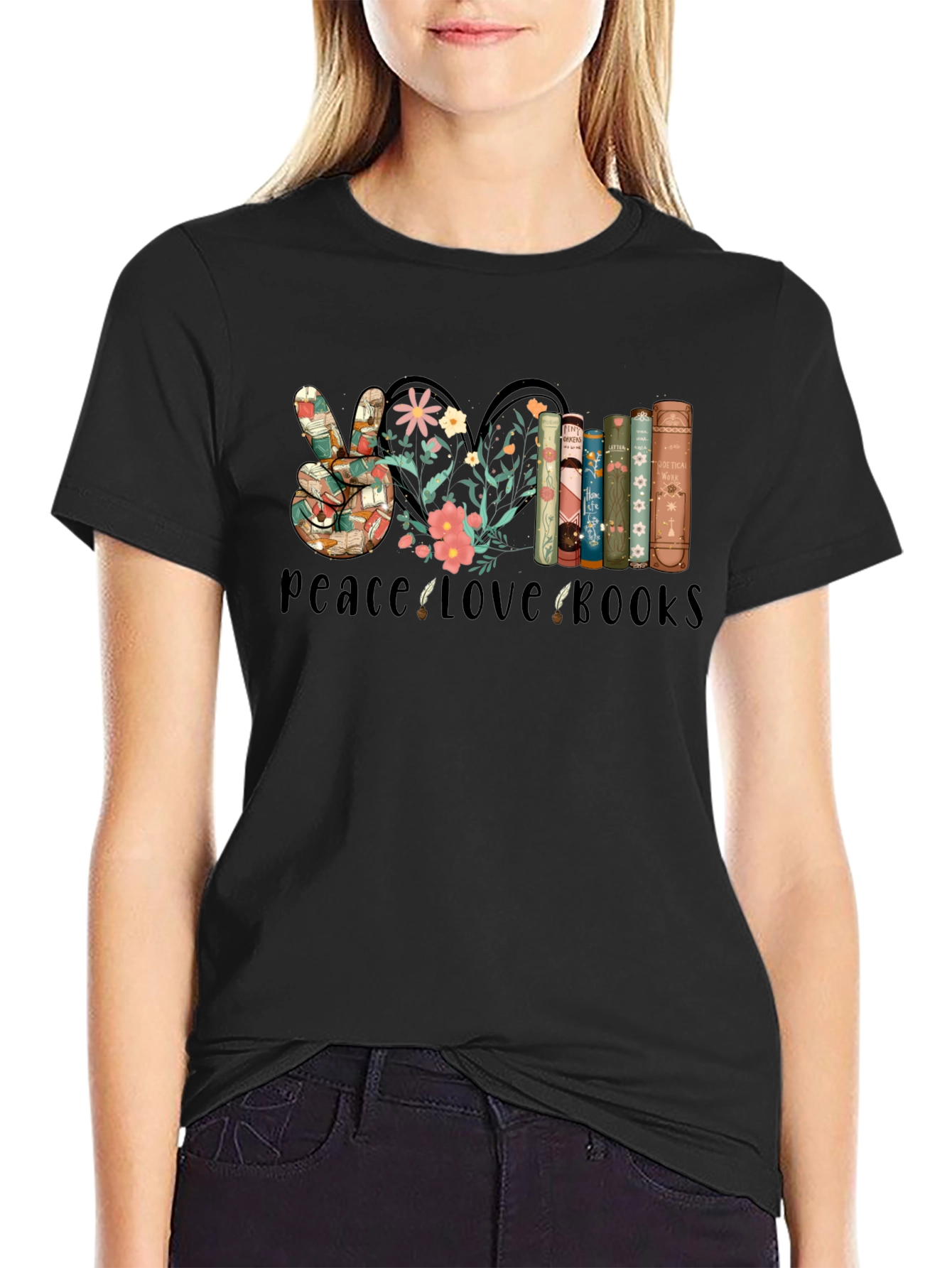 Peace Love Books Graphic T-Shirt