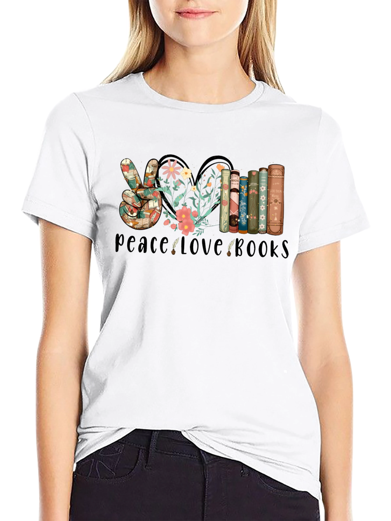 Peace Love Books Graphic T-Shirt
