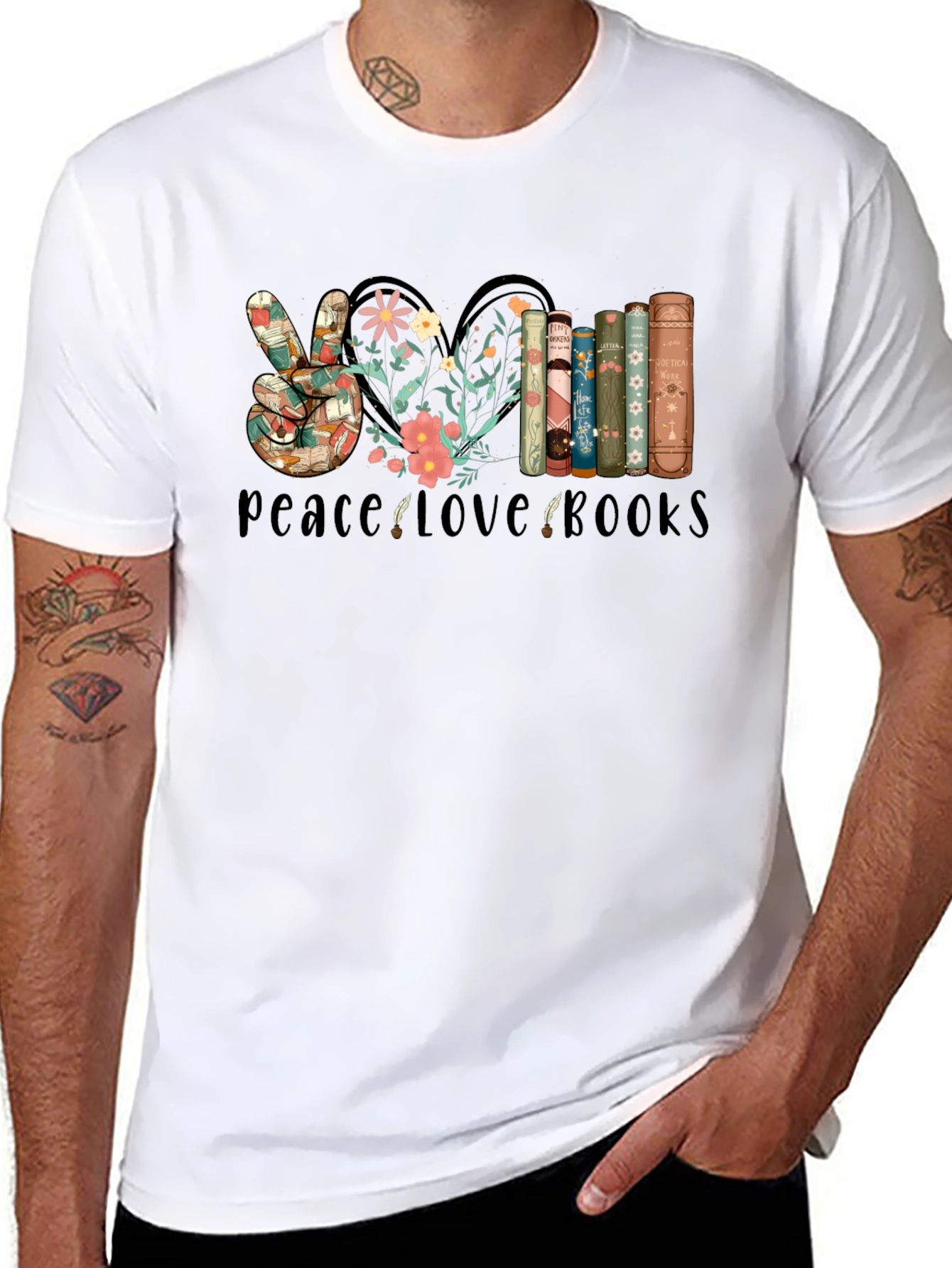 Peace Love Books Graphic T-Shirt