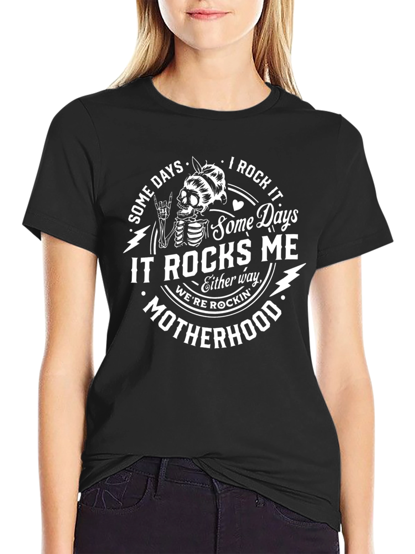 Rockin Motherhood T-Shirt - Black Graphic Tee
