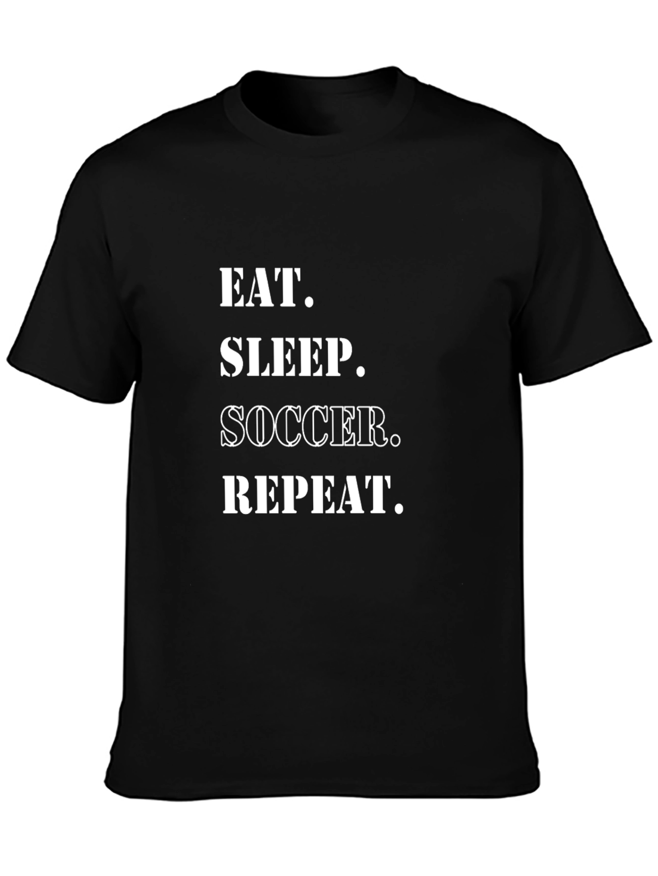 Eat Sleep Soccer Repeat Black Graphic T-Shirt