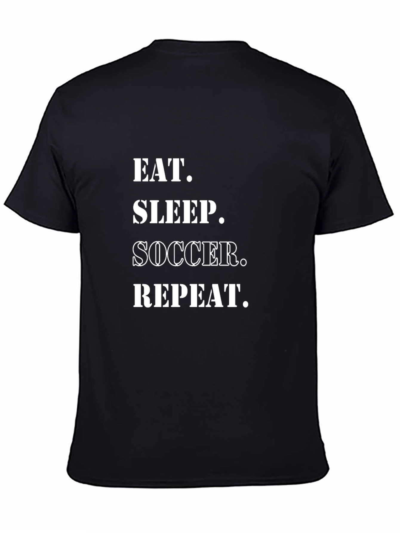 Eat Sleep Soccer Repeat Black Graphic T-Shirt