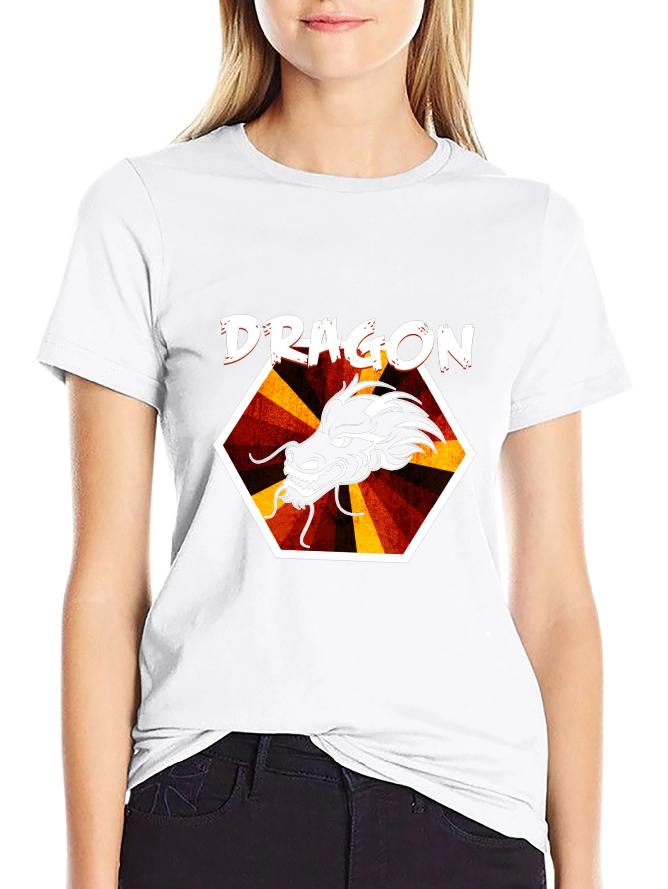 Dragon Graphic Tee - Cool Hexagon Design