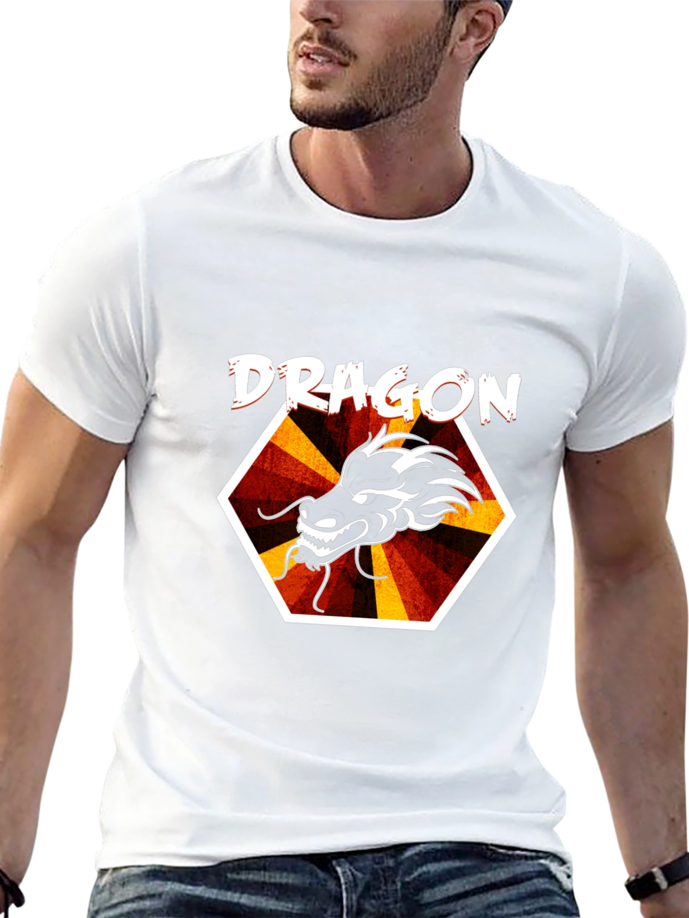 Dragon Graphic Tee - Cool Hexagon Design