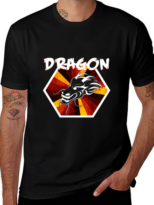 Dragon Graphic Tee - Cool Hexagon Design
