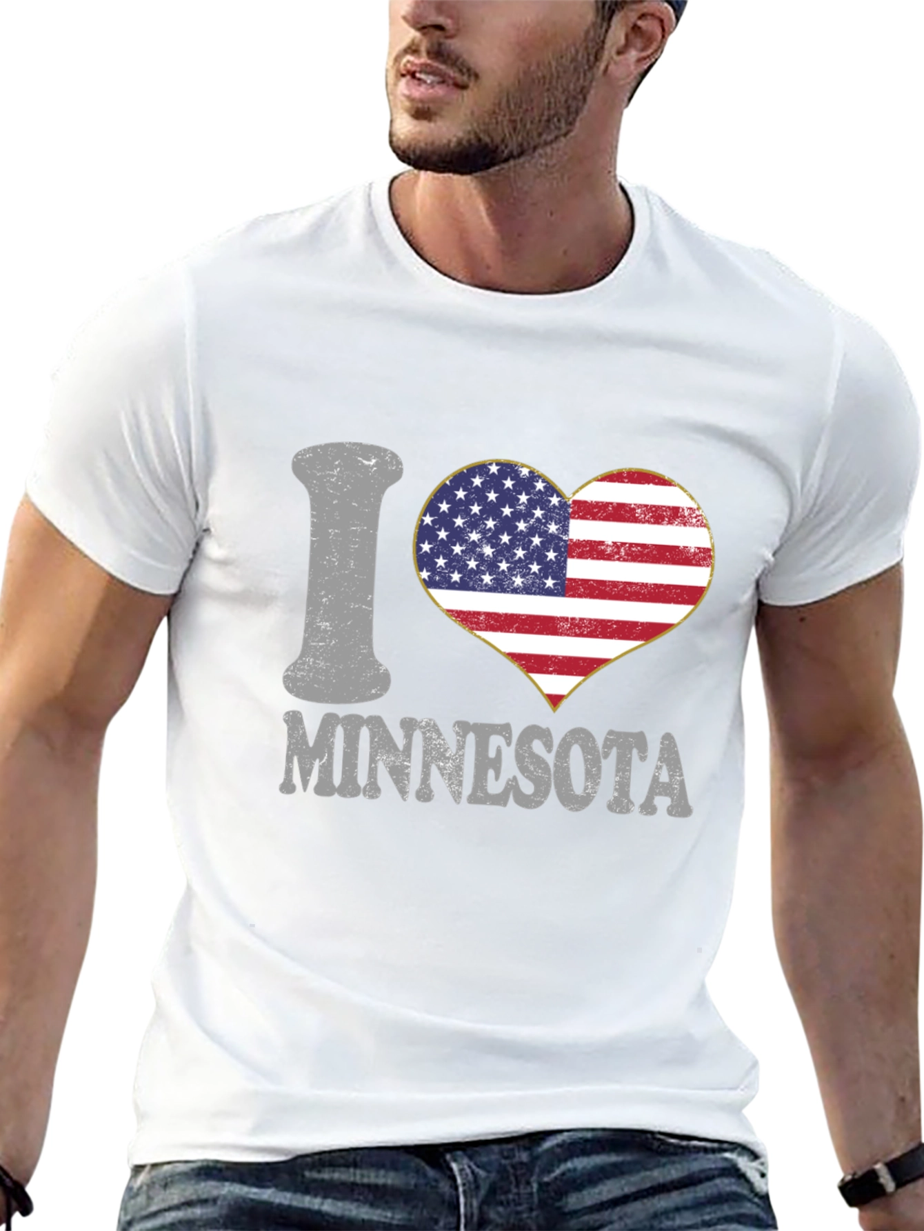 I Heart Minnesota USA Flag Tee
