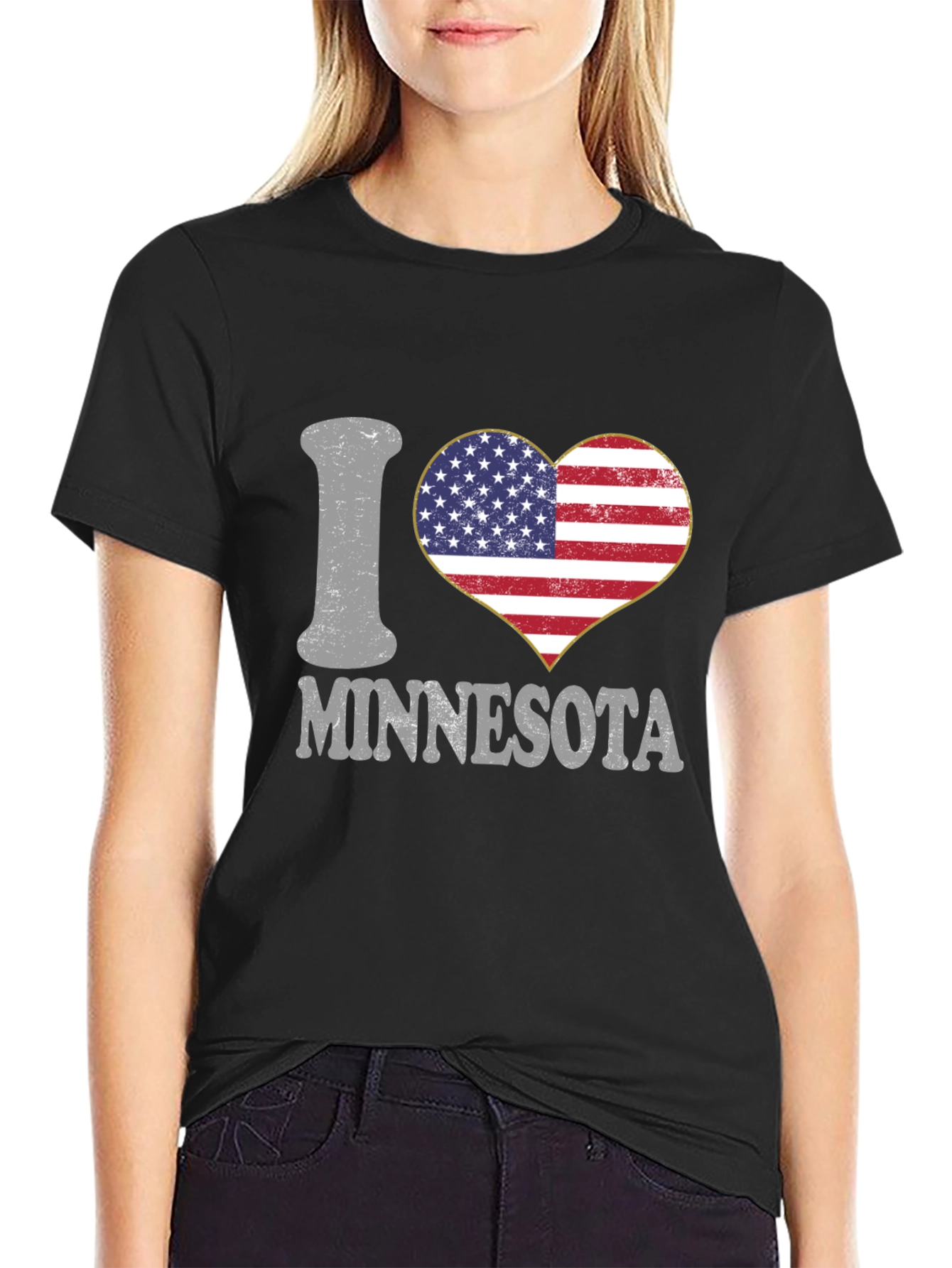 I Heart Minnesota USA Flag Tee