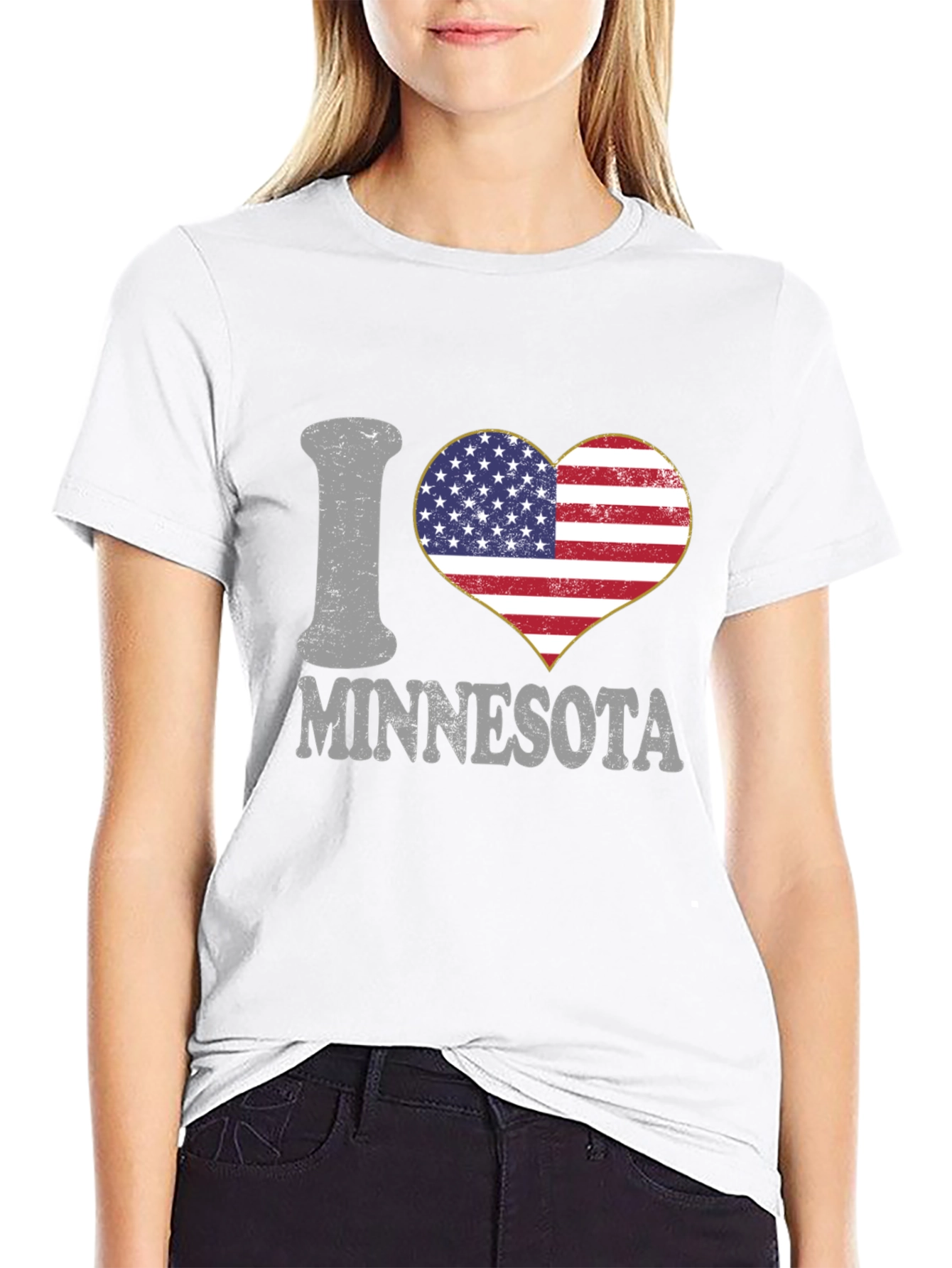 I Heart Minnesota USA Flag Tee