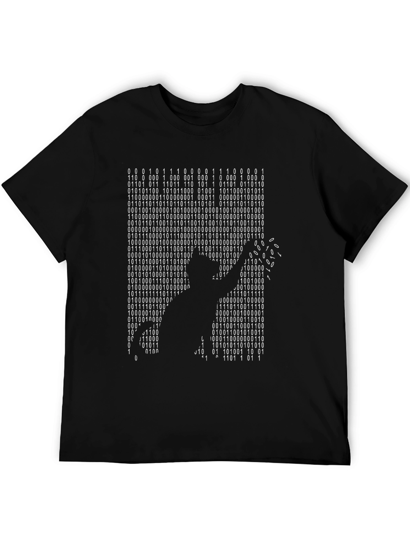 Binary Code Silhouette T-Shirt - Hacker Style