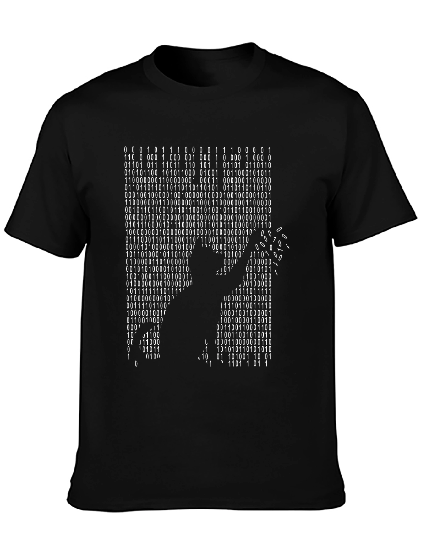 Binary Code Silhouette T-Shirt - Hacker Style