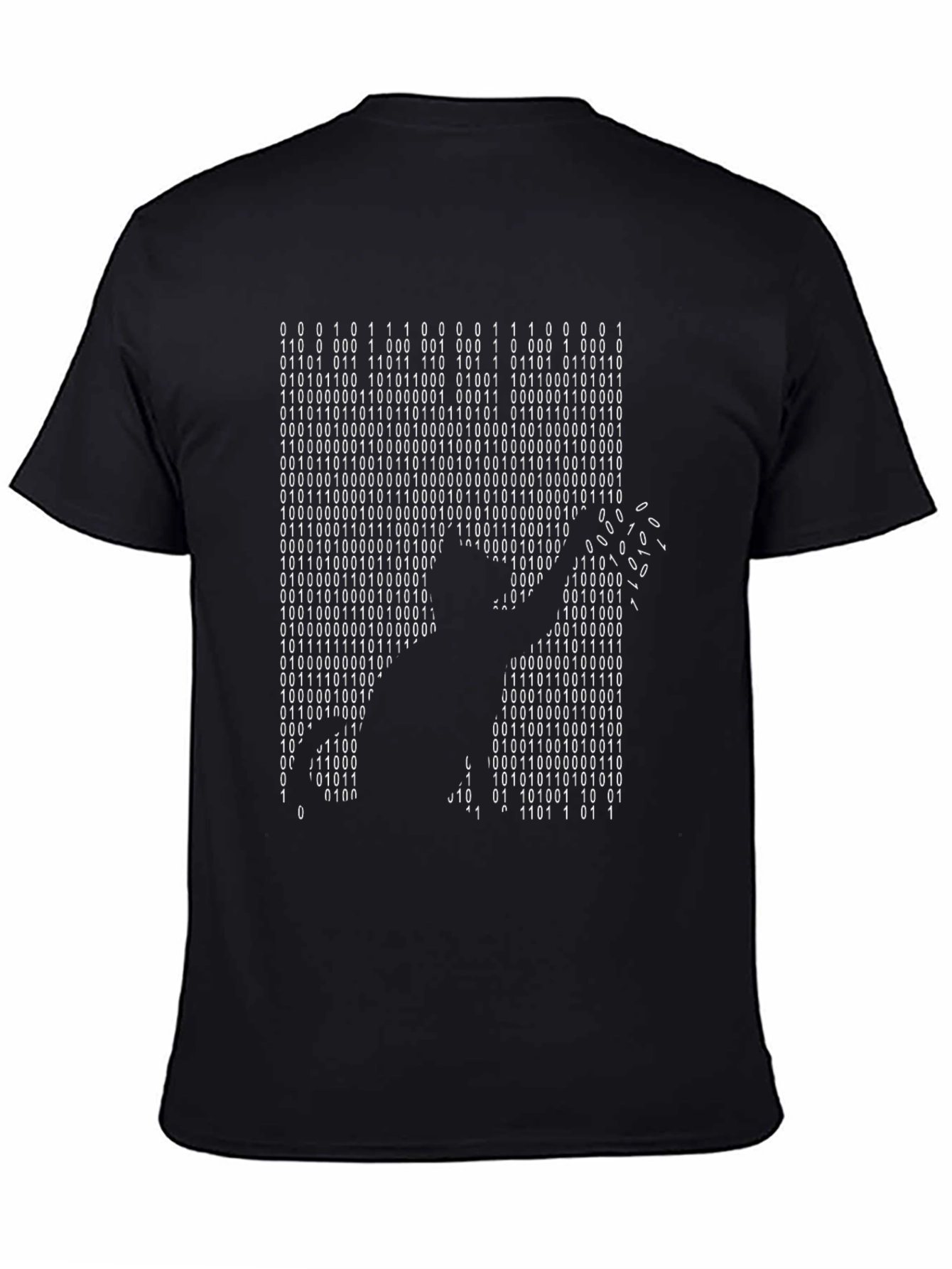 Binary Code Silhouette T-Shirt - Hacker Style