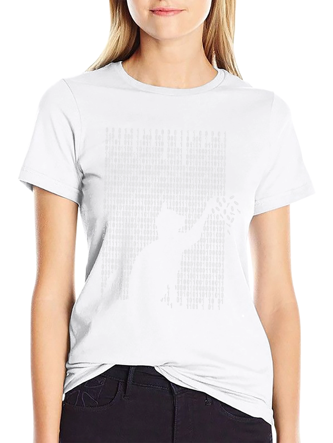 Binary Code Silhouette T-Shirt - Hacker Style