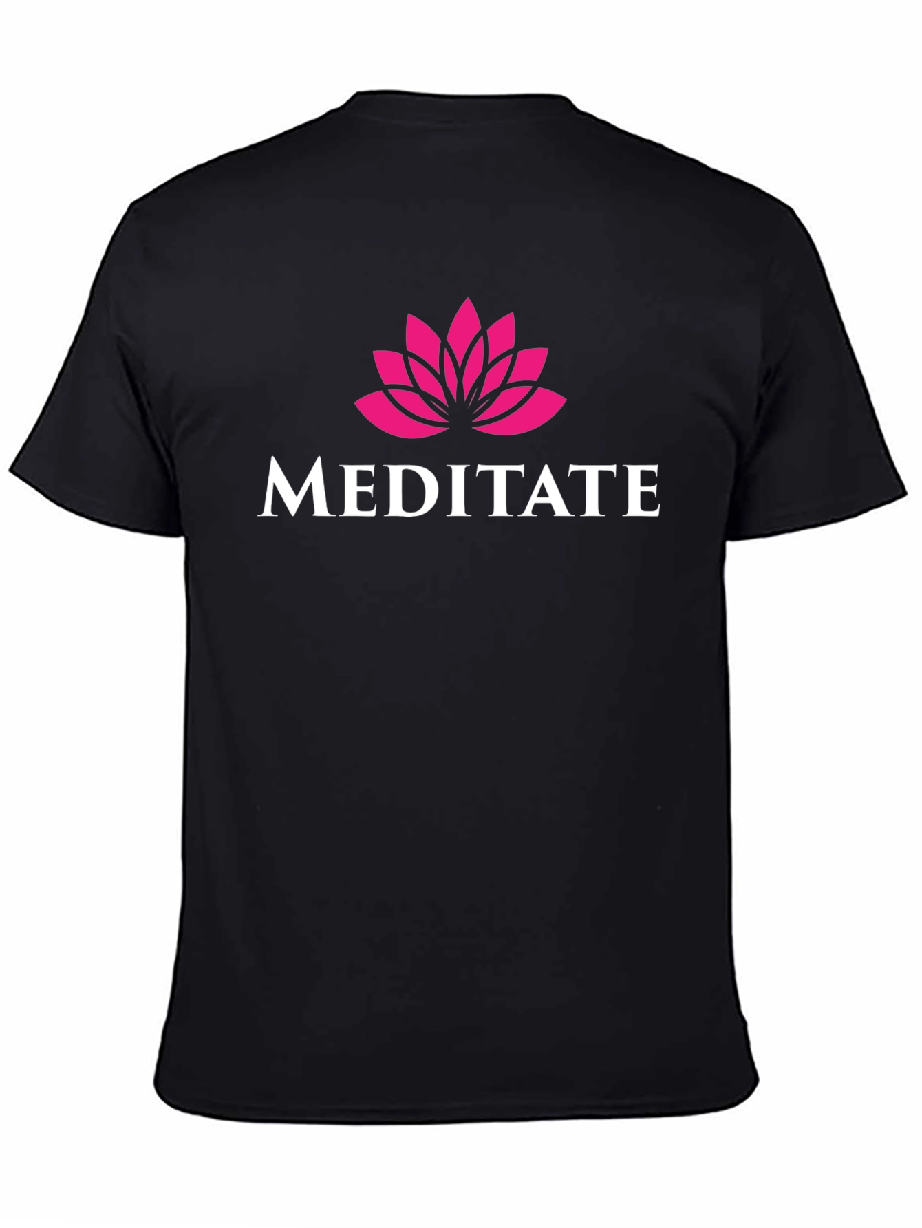 Meditate Lotus Flower Graphic Tee - Black