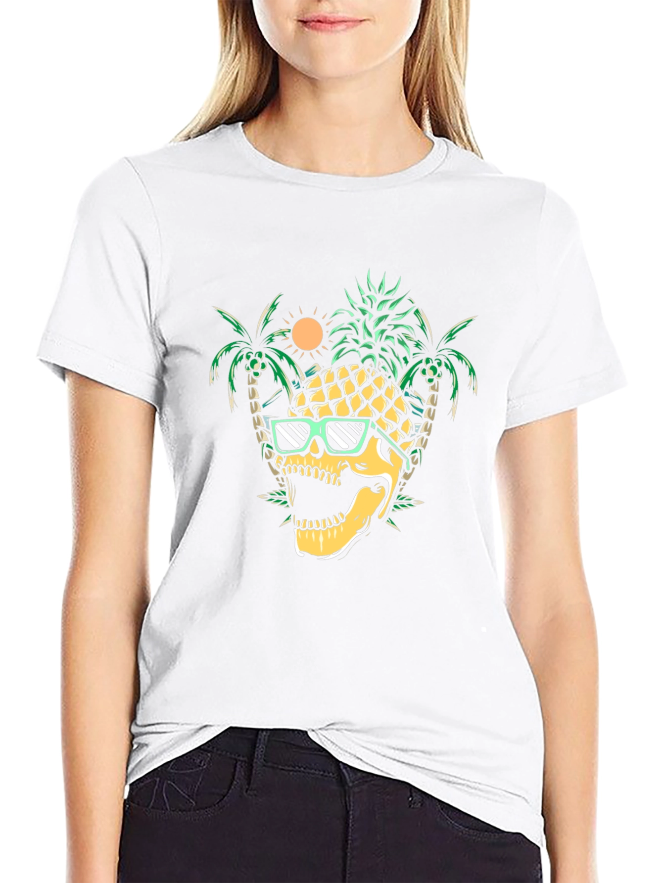 Cool Pineapple Skull Graphic Tee - Summer Vibes