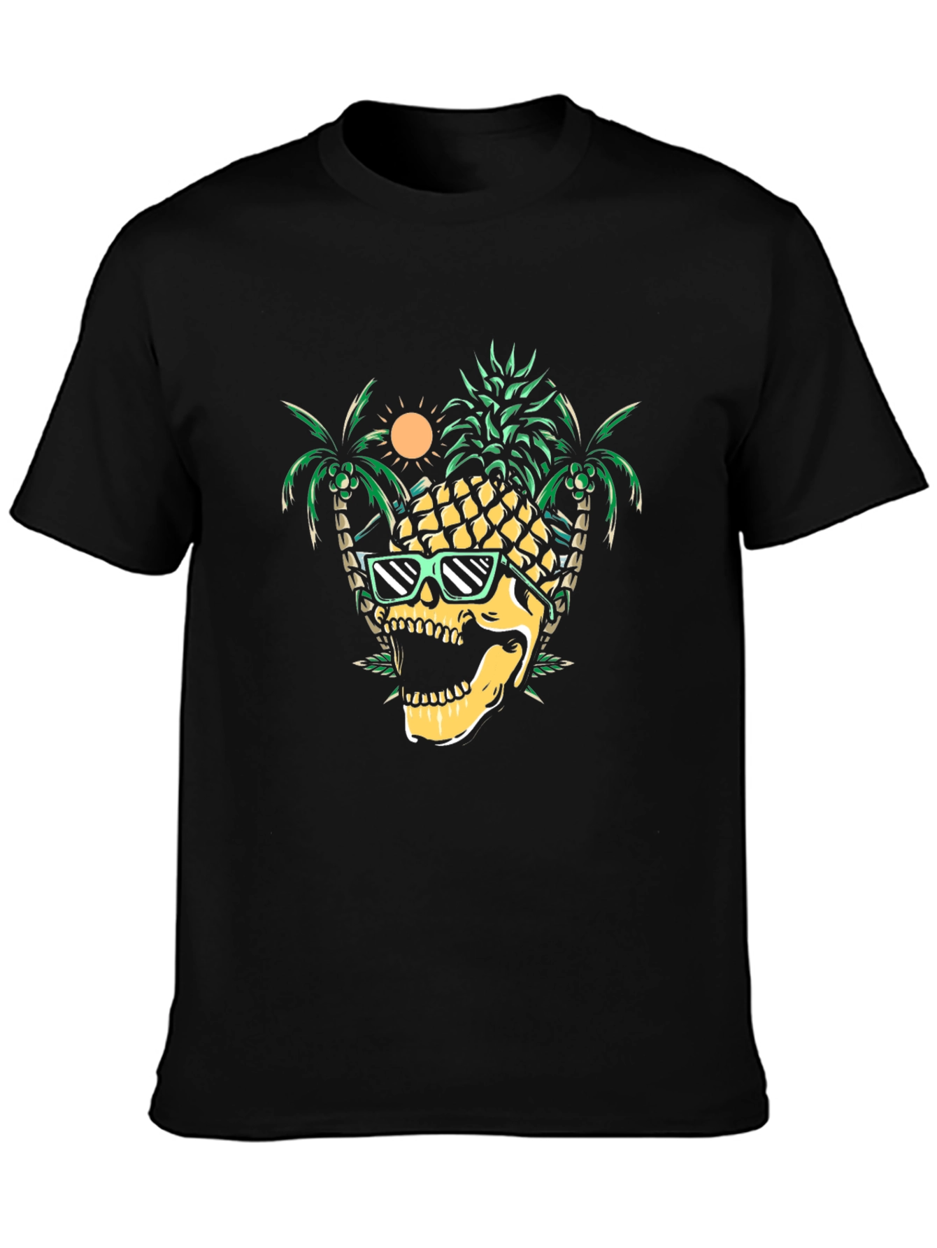 Cool Pineapple Skull Graphic Tee - Summer Vibes