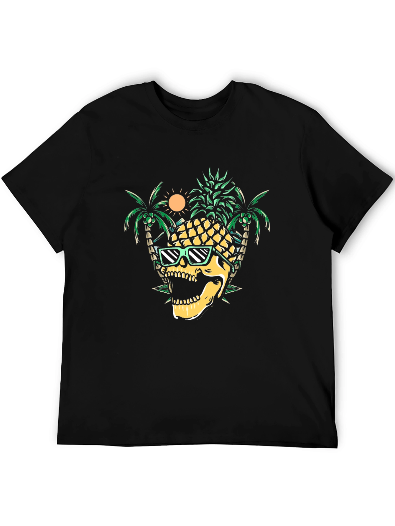 Cool Pineapple Skull Graphic Tee - Summer Vibes