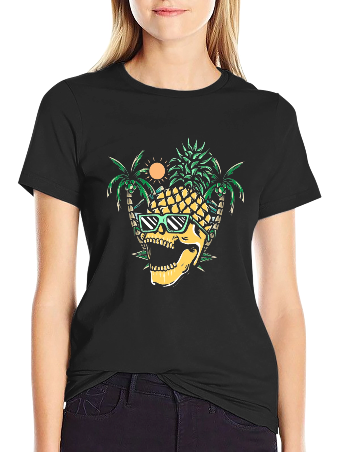 Cool Pineapple Skull Graphic Tee - Summer Vibes